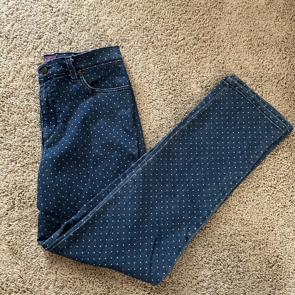 Gloria Vanderbilt Polka Dot Amanda Blue Jeans Womens Size 10P